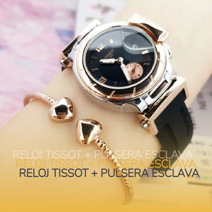 ✨ Set de Elegancia: Reloj Tissot + Pulsera Esclava en Oro Rosa ✨